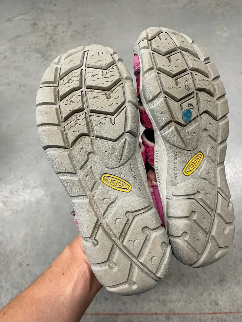Keen Pink Kids Sandals with Gray Toe Cap and Straps